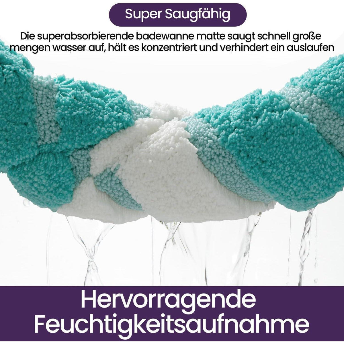 Rutschfeste Badematte 60x110 cm - Saugfähig & Weich, Grün