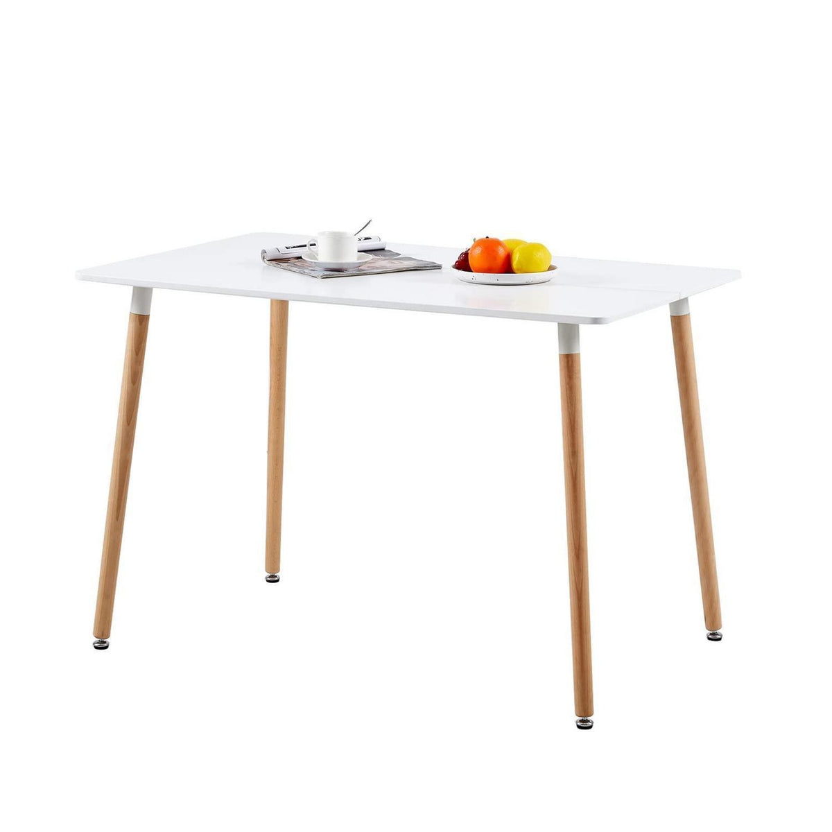 Moderner Esszimmertisch Weiß 110x70cm mit Buchenholzbeinen