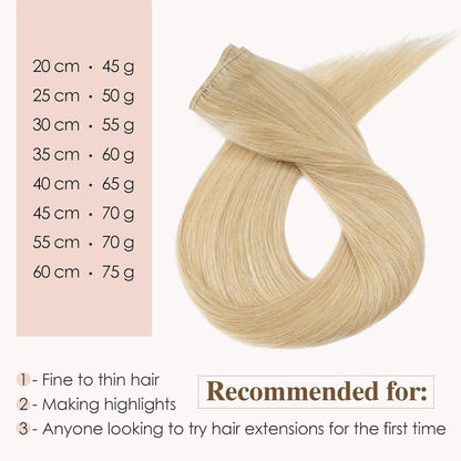 Echthaar Clip-In Extensions – Mittleres Blond, 40cm