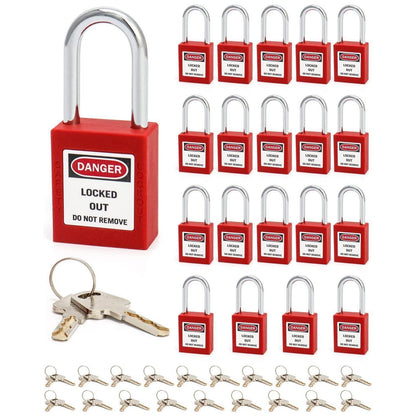 Rotes Lockout-Tagout-Schloss-Set, 20 Stück mit 40 Schlüsseln