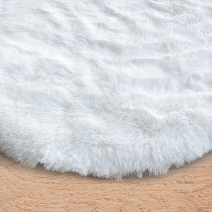Runder Kunstfell Teppich Weiß 240 cm – Flauschig & Waschbar