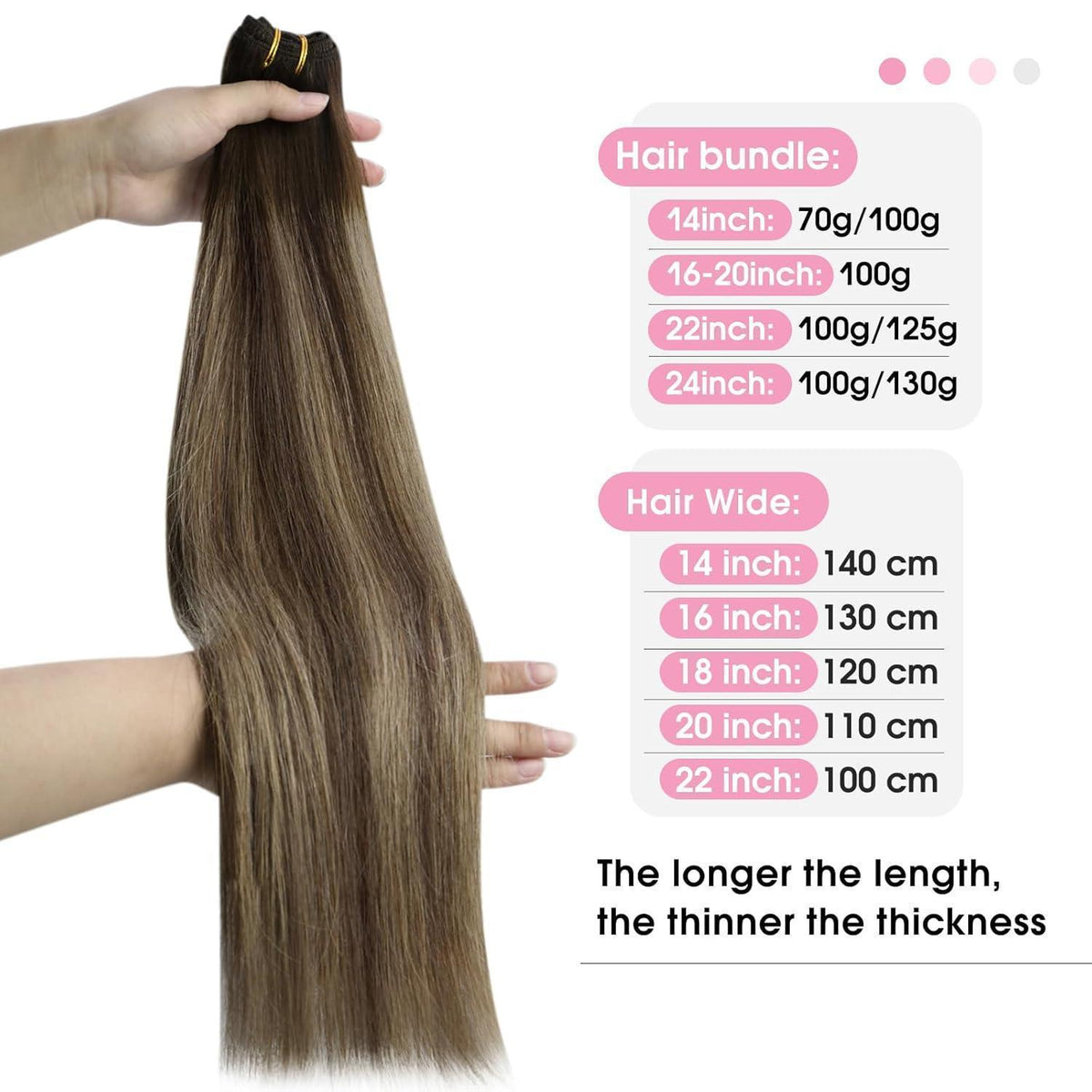 Echthaar Tressen Ombre 35cm - Dunkelbraun mit Blond Balayage