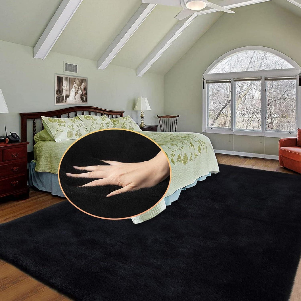 Flauschiger Teppich Schwarz 240x300 cm - Wohnzimmer & Schlafzimmer