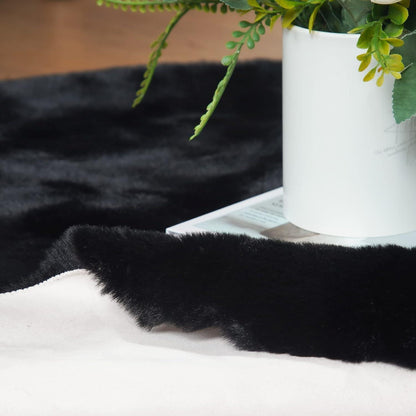 Runder Kunstfell Teppich 240 cm Schwarz – Flauschig & Waschbar