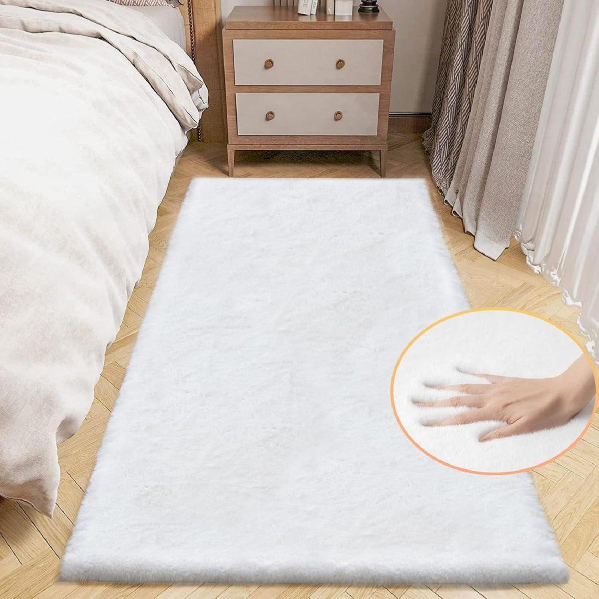 Läufer Teppich Weiß 60x180 cm Flauschig & Weich
