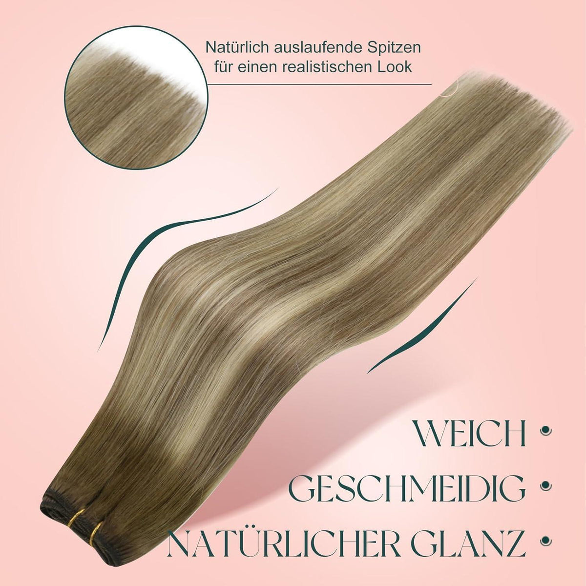 Echthaar Tressen Ombre Blond - Haarverlängerung 50cm