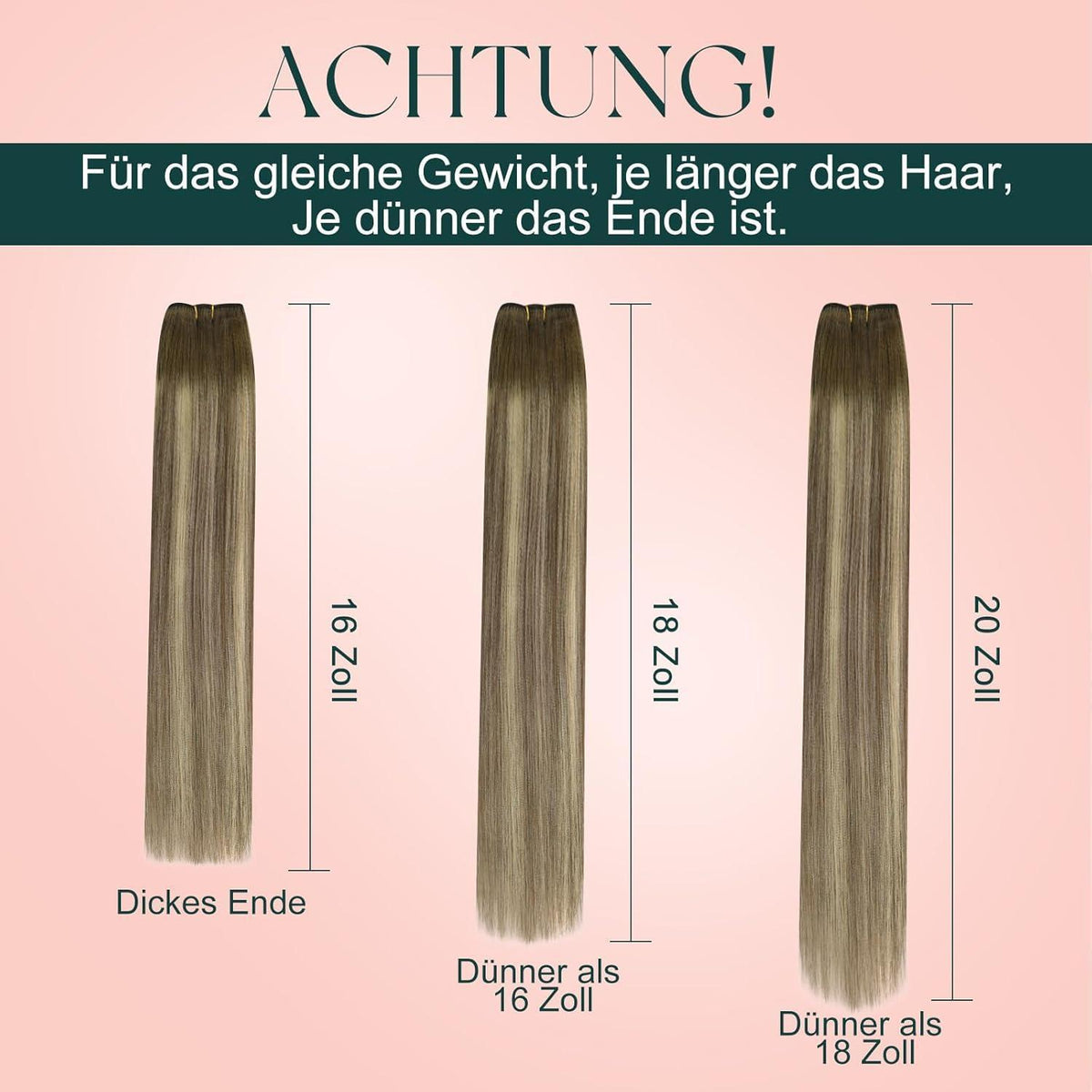 Echthaar Tressen Ombre Blond - Haarverlängerung 50cm