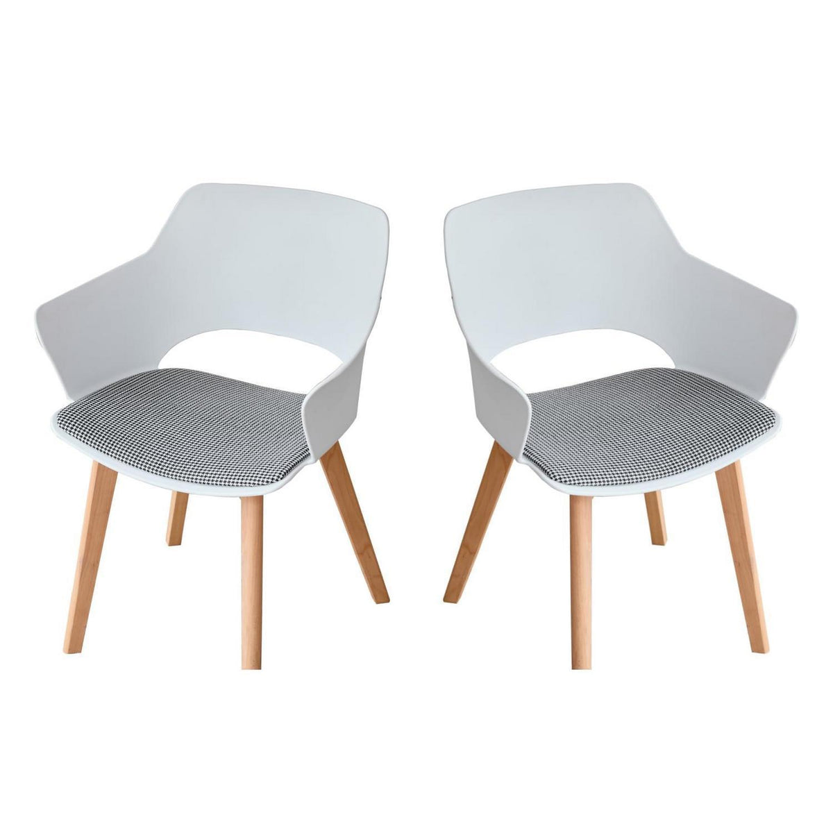 2er Set Esszimmerstühle mit Stoffpolster & Massivholzbeinen
