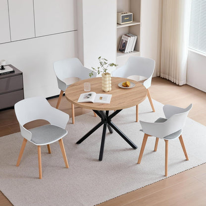 4er Set Esszimmerstühle mit Massivholzbeinen & Stoffpolster