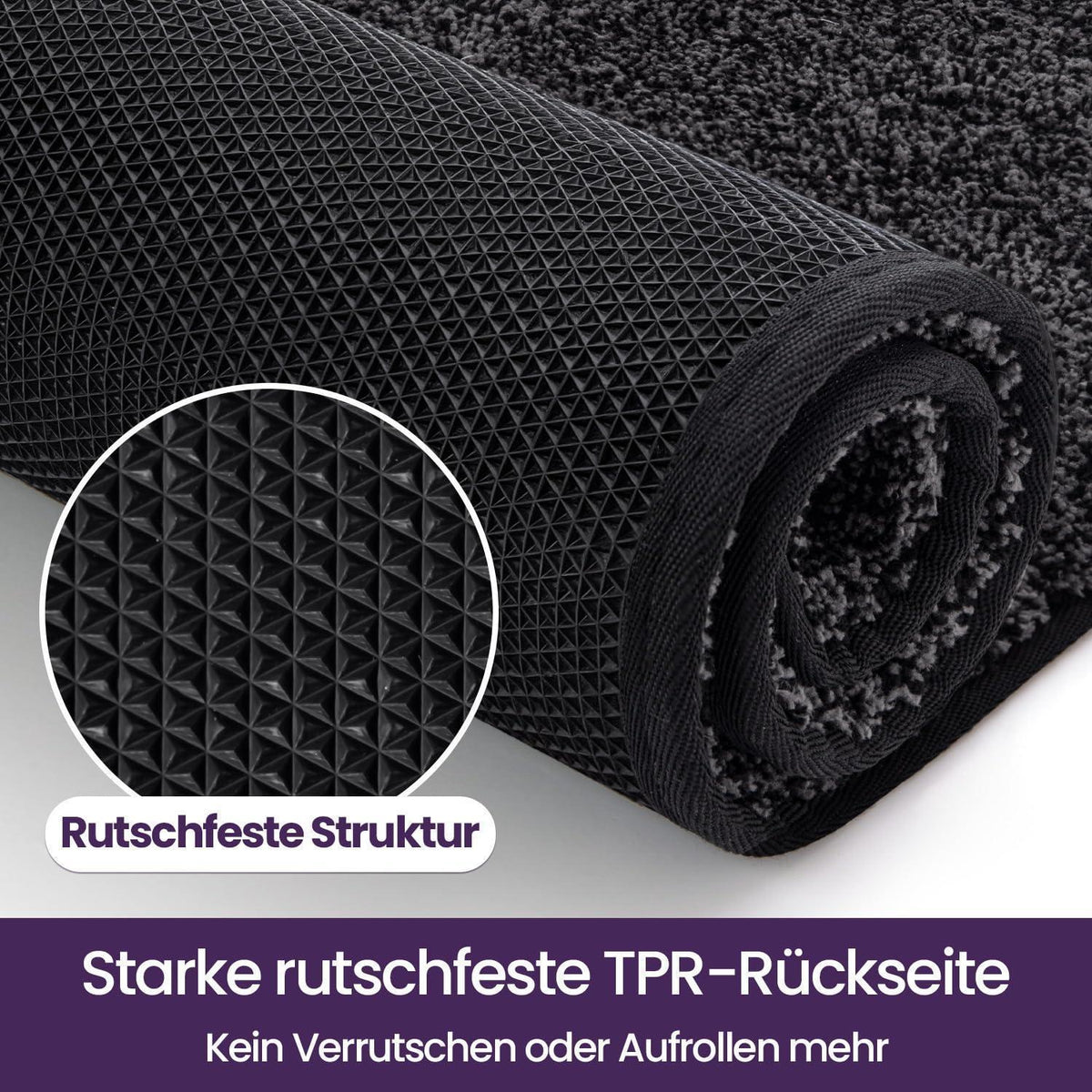 Fußmatte Innen rutschfest 90x150 cm Schwarz-Grau