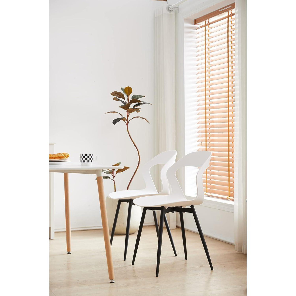 Moderner Esszimmerstuhl 6er-Set, skandinavisches Design Weiß+Schwarz