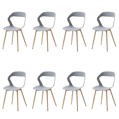Moderner Esszimmerstuhl Set (8) – Grau & Natürliche Farbe