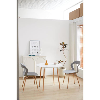 Moderner Esszimmerstuhl Set (8) – Grau & Natürliche Farbe