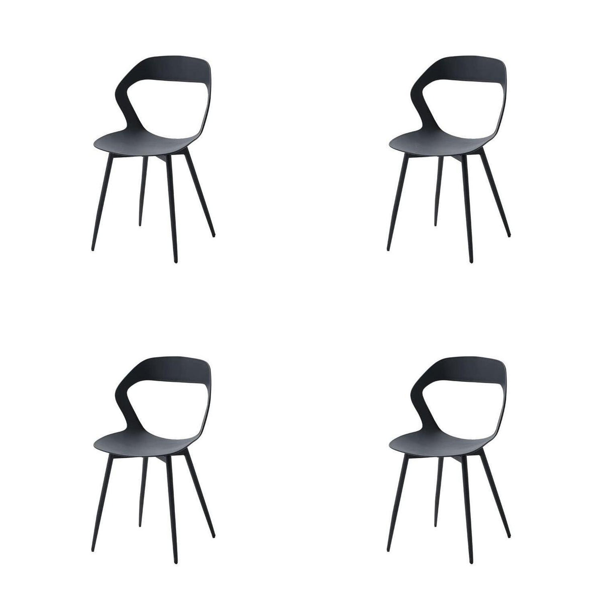 Moderner Esszimmerstuhl Set 4er – Skandinavischer Design Stuhl Schwarz