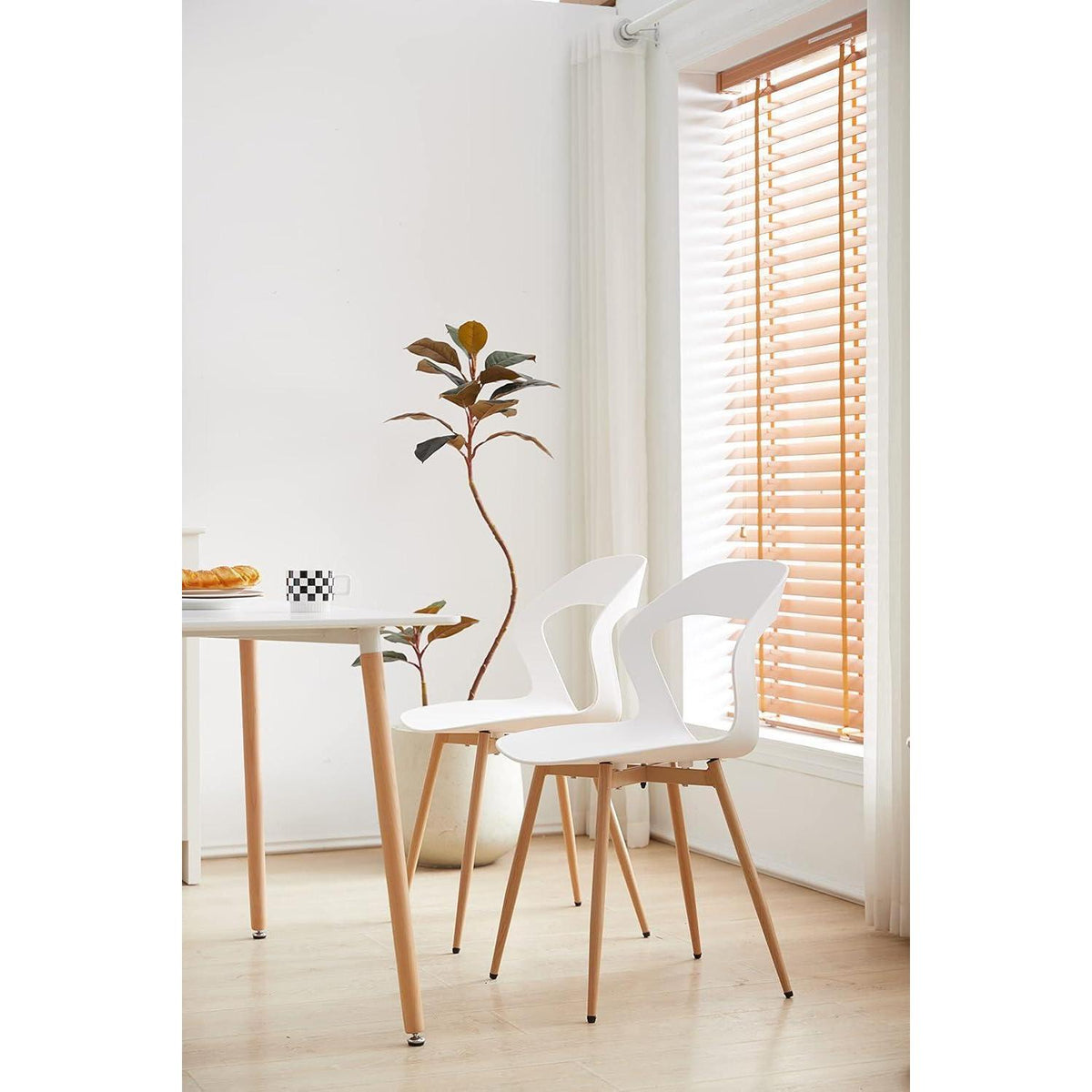 Moderner Esszimmerstuhl Set 4er – Skandinavischer Design Stuhl Weiß