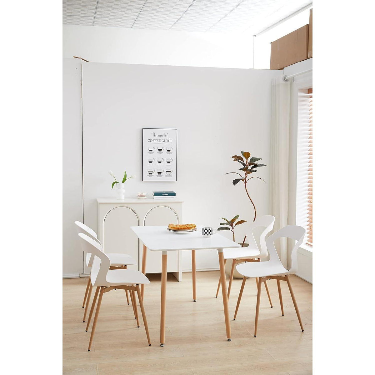 Moderner Esszimmerstuhl Set 4er – Skandinavischer Design Stuhl Weiß