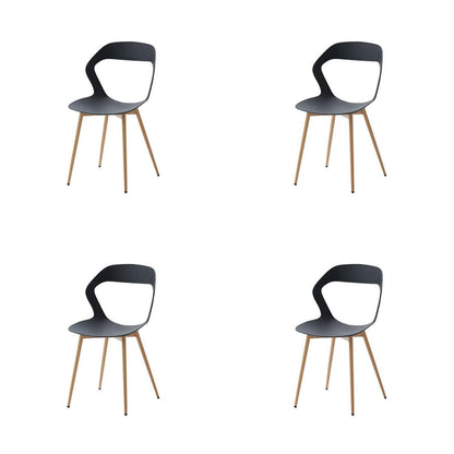 Moderner Esszimmerstuhl Set 4er – Skandinavisch, Schwarz & Natürliche Farbe