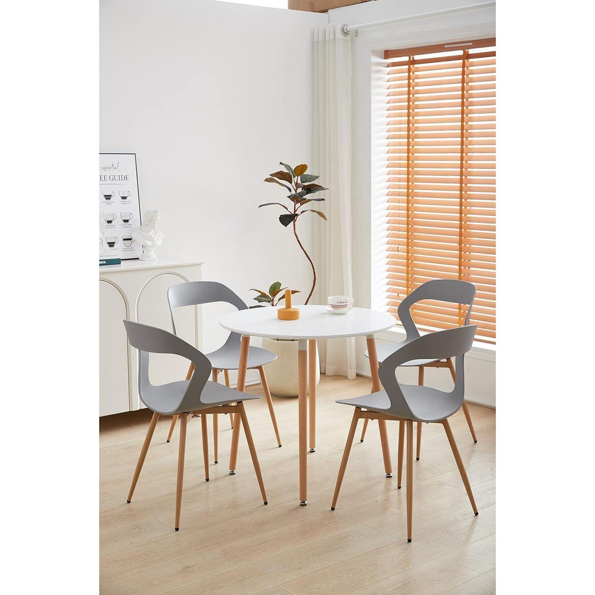 Moderner Esszimmerstuhl 6er-Set Grau & Natürliche Farbe
