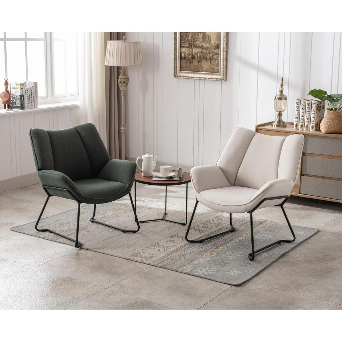 Leinen Loungesessel Modern Beige – Bequemer Relaxsessel für Wohnzimmer
