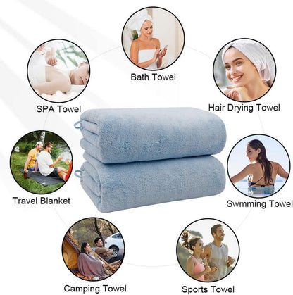 Mikrofaser Badetuch Set 68x137cm Blau Weich Saugfähig für Sport Yoga SPA