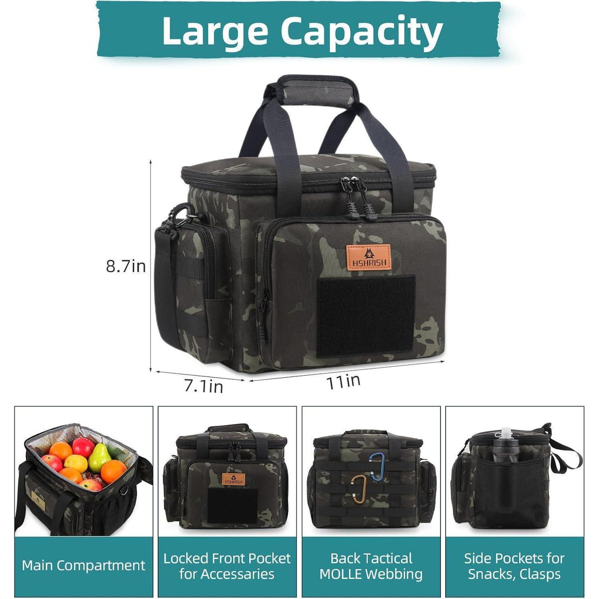 Taktische Lunchtasche isoliert, wasserdicht & geräumig
