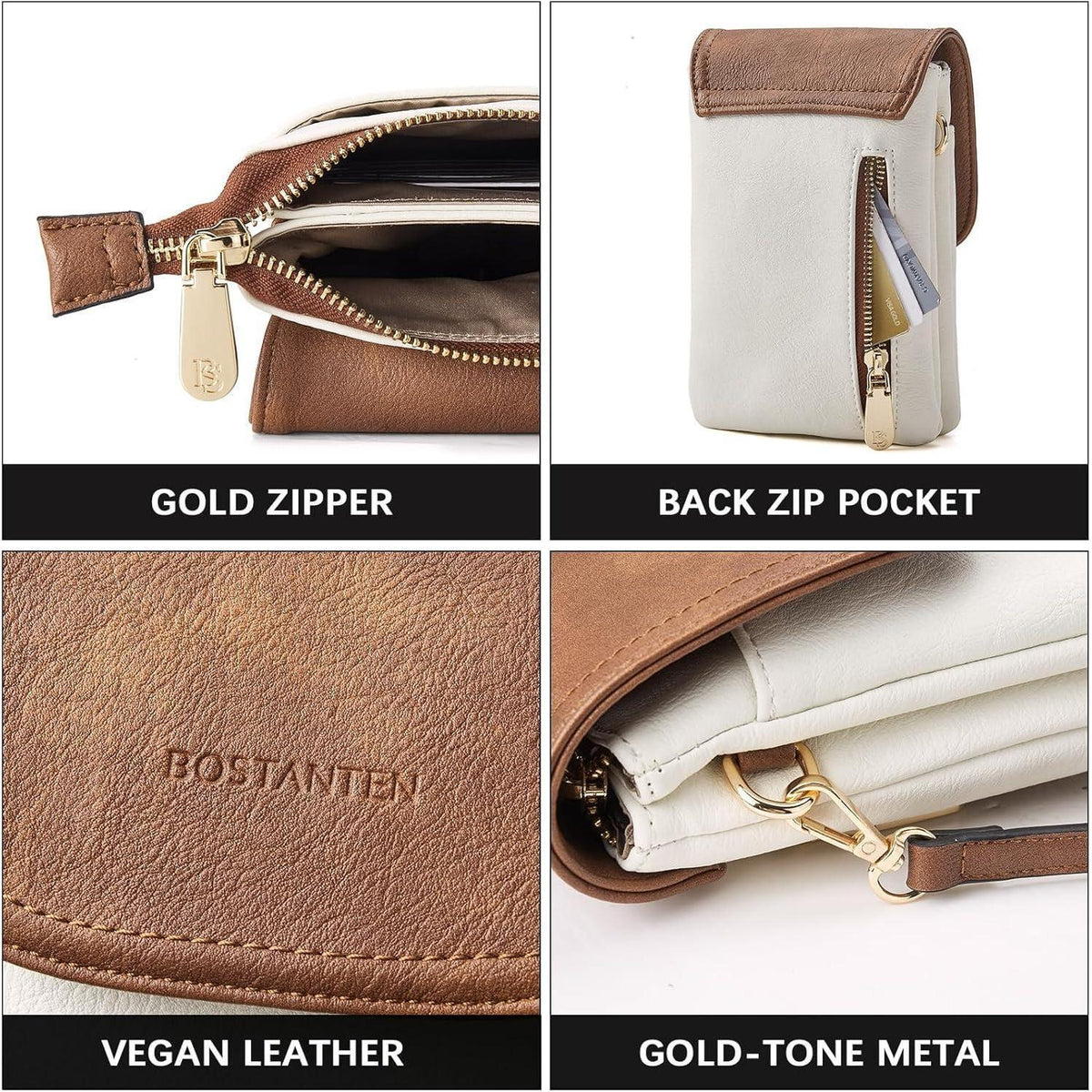 Handytasche zum Umhängen Damen mit Geldbörse, Beige Braun