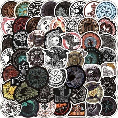 100 Wikinger Totem Aufkleber Set – Wasserdicht & Dekorativ