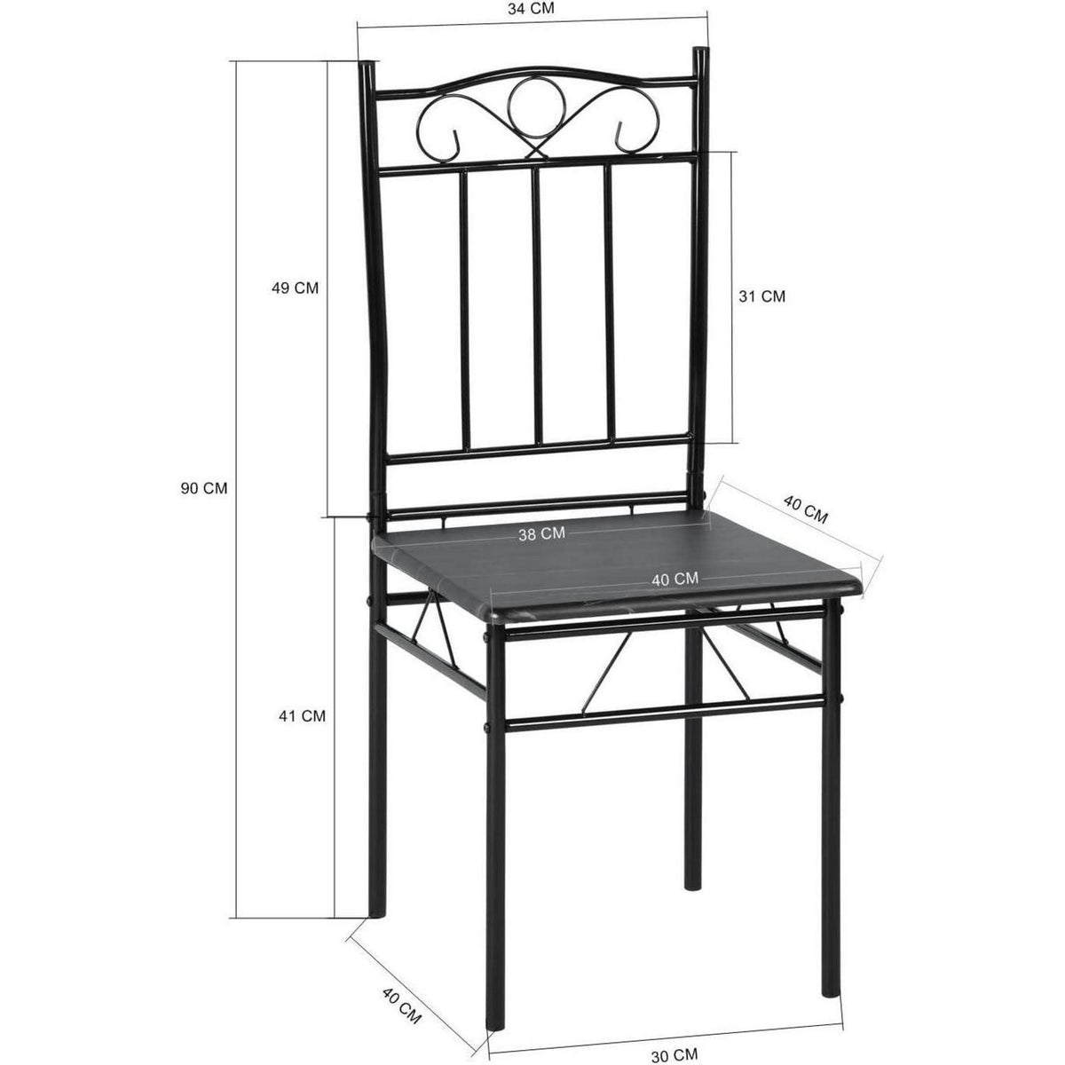 Esszimmer-Set Schwarz Marmor Optik | Esstisch + 4 Stühle