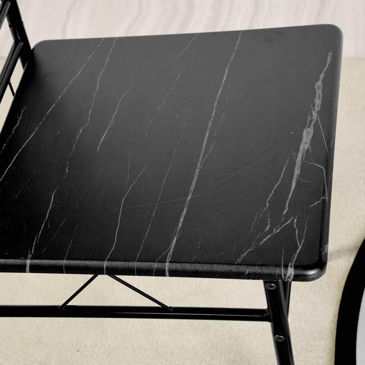 Esszimmer-Set Schwarz Marmor Optik | Esstisch + 4 Stühle