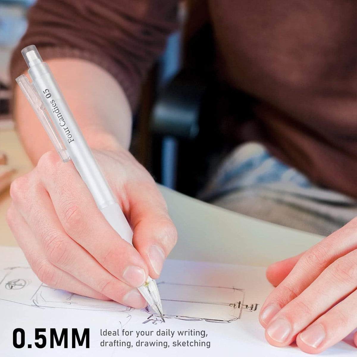 Pastell-Druckbleistift Set mit Etui 3 transparente 0.5mm
