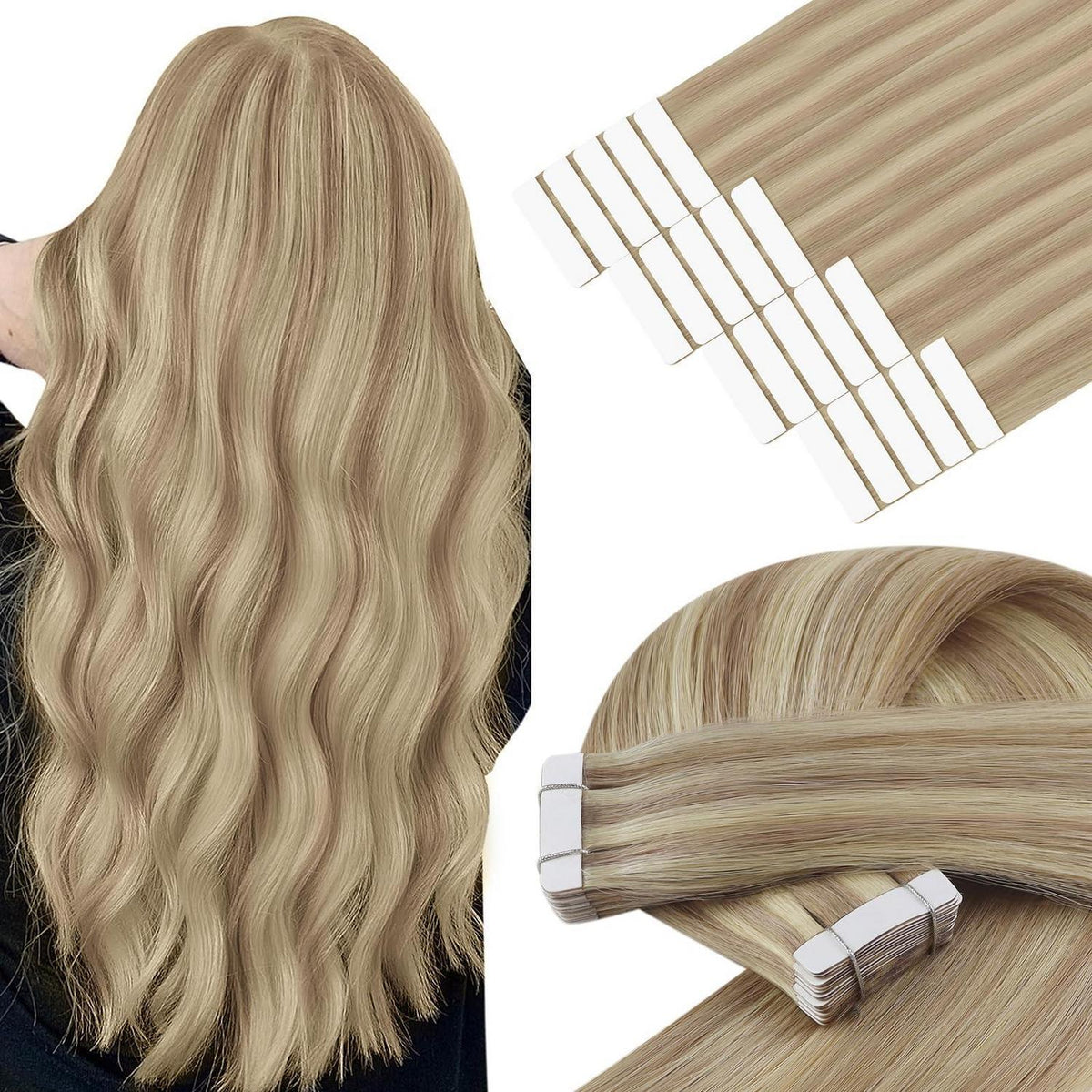 Blond Tape Extensions Echthaar 60 cm – Remy Haare Gerade