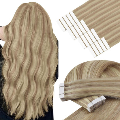 Blond Tape Extensions Echthaar 60 cm – Remy Haare Gerade