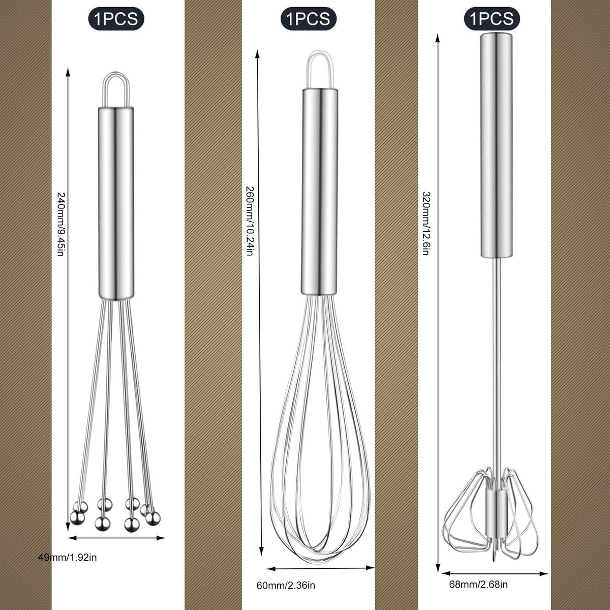 Schneebesen Set Edelstahl 3 Stück Ballon Flexi Rührbesen