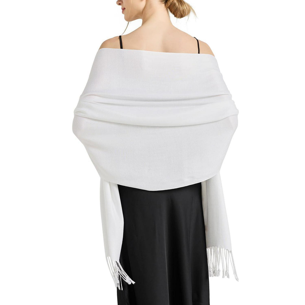 Pashmina Schal Damen Stola Elegant Weiß