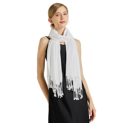 Pashmina Schal Damen Stola Elegant Weiß