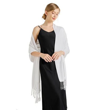 Pashmina Schal Damen Stola Elegant Weiß