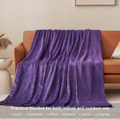 Kuscheldecke Flauschig Violett 150x200 cm XL Warme Sofa Decke