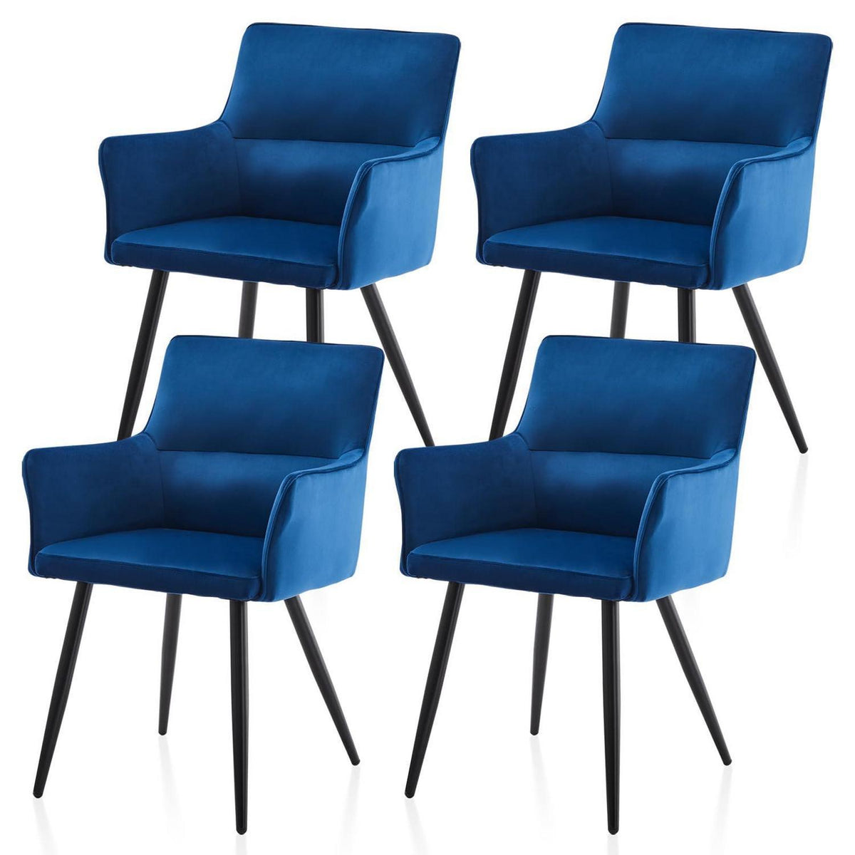 Samt Esszimmerstühle Set 4er-Set, Modern Blau