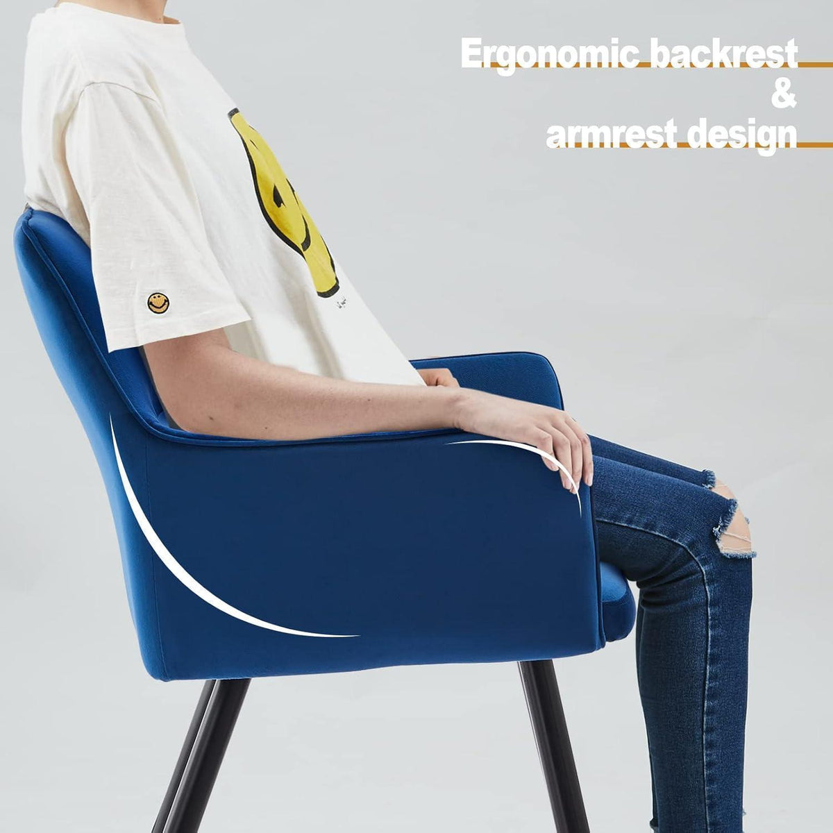 Samt Esszimmerstühle Set 4er-Set, Modern Blau