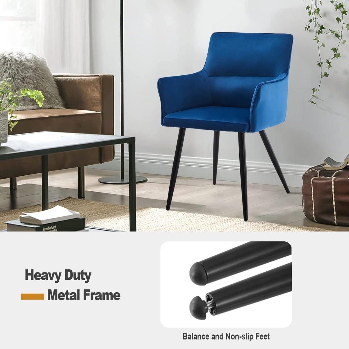 Samt Esszimmerstühle Set 4er-Set, Modern Blau