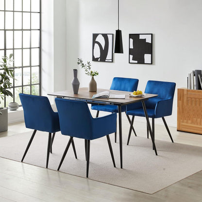 Samt Esszimmerstühle Set 4er-Set, Modern Blau