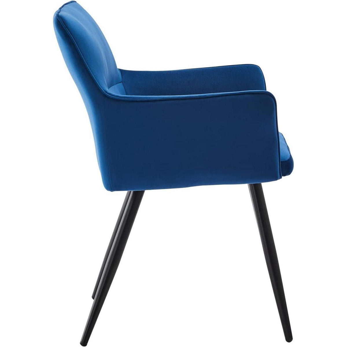 Samt Esszimmerstühle 2er-Set mit Armlehnen, Blau