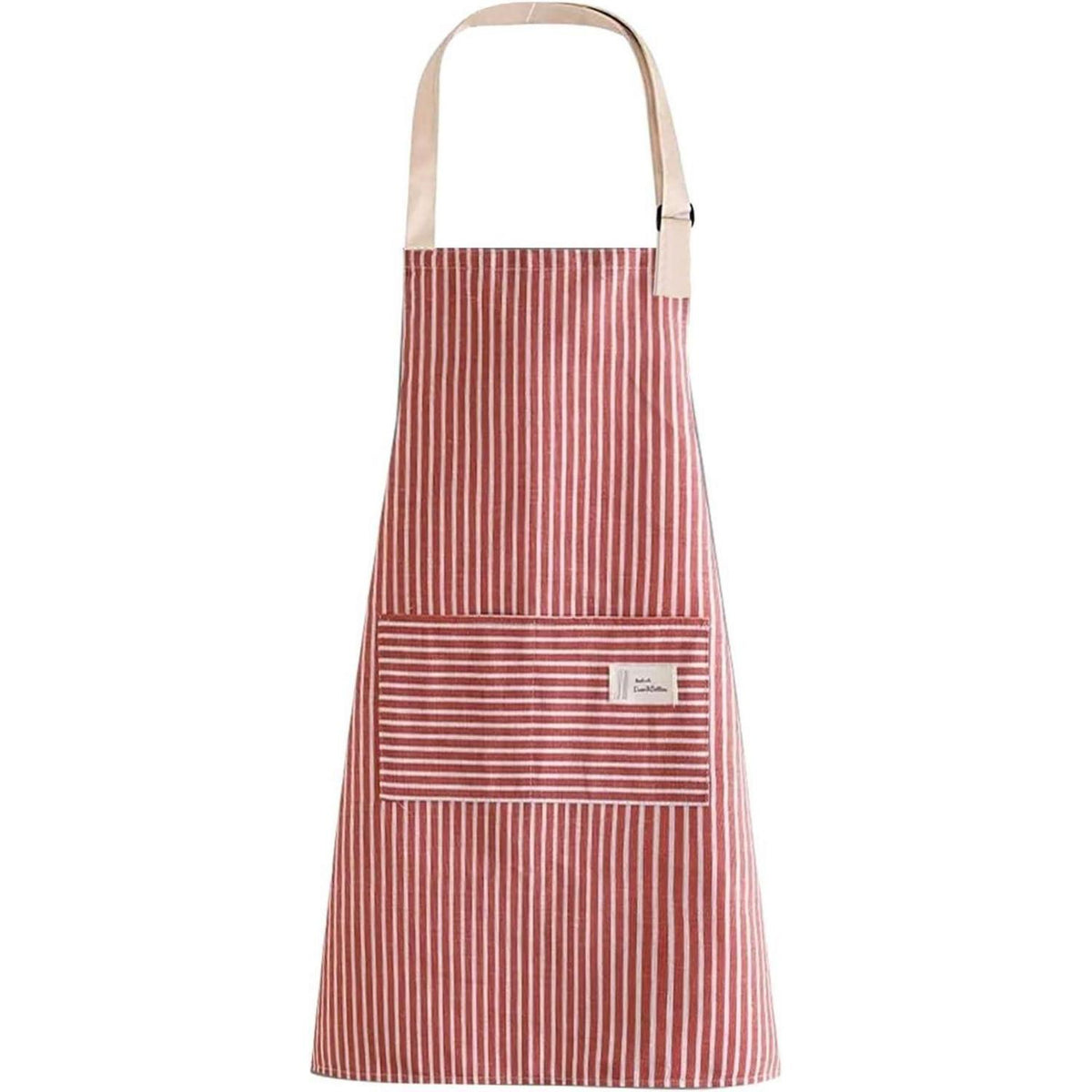 Dunkelrosa Kochschürze mit Tasche, verstellbar, Baumwolle-Leinen