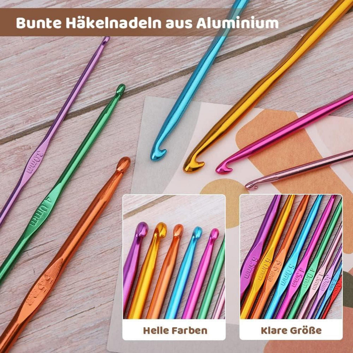 60-teiliges Häkelnadel-Set mit Aufbewahrungsbox und ergonomischen