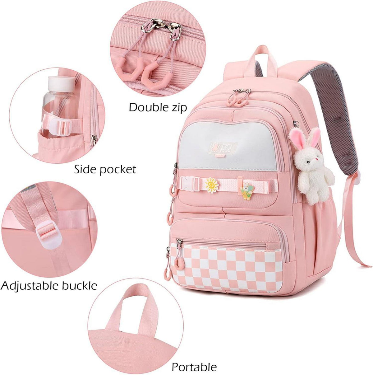 Rucksack Teenager Mädchen Jungen Schulranzen Schulrucksack Schultasche Sporttasche Ranzen höhenverstellbar Fächer Laptopfach Lila Nylon 21L