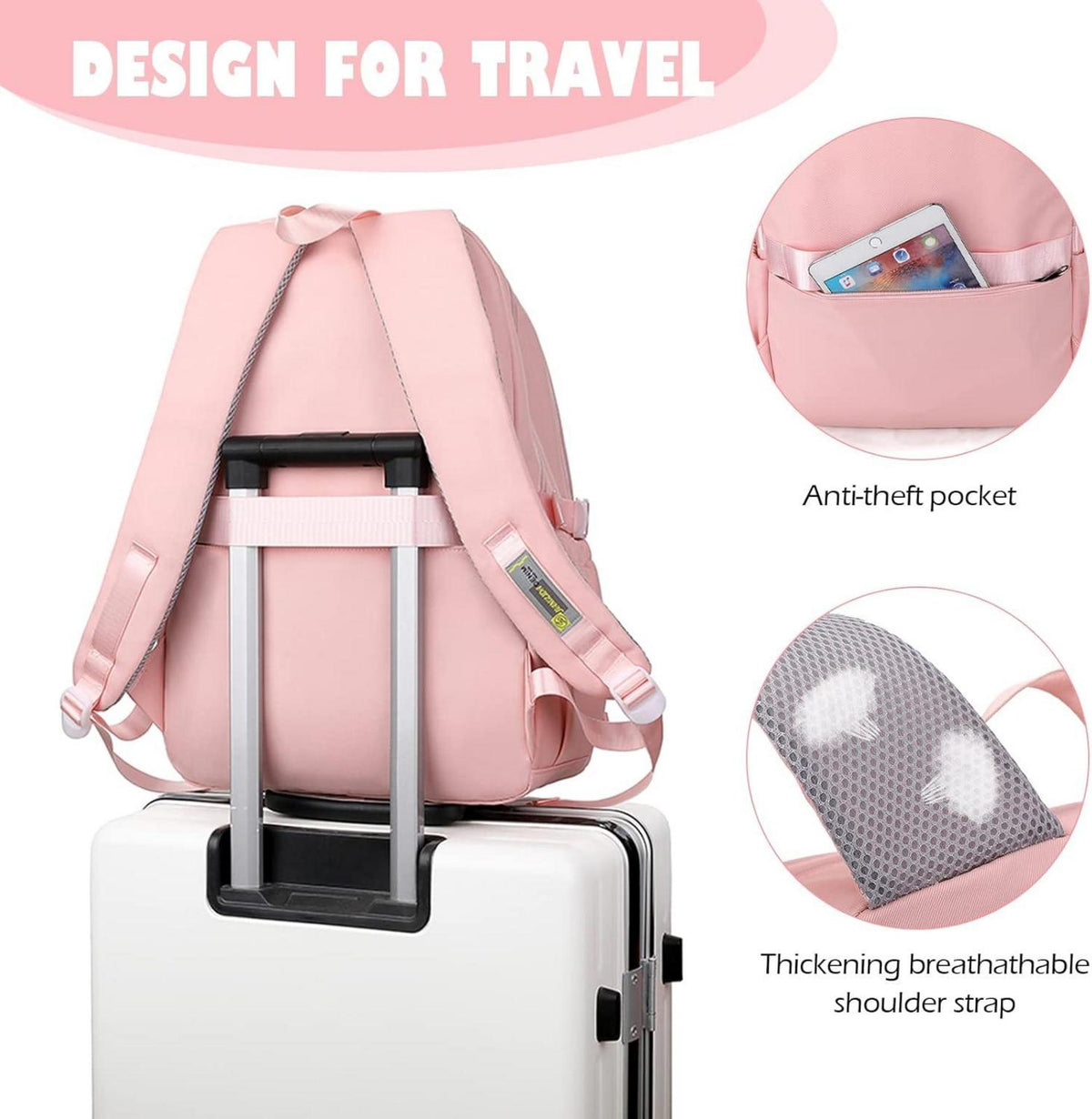 JANSBEN Schulranzen Rucksack Mädchen Jungen 21L Laptopfach Lila