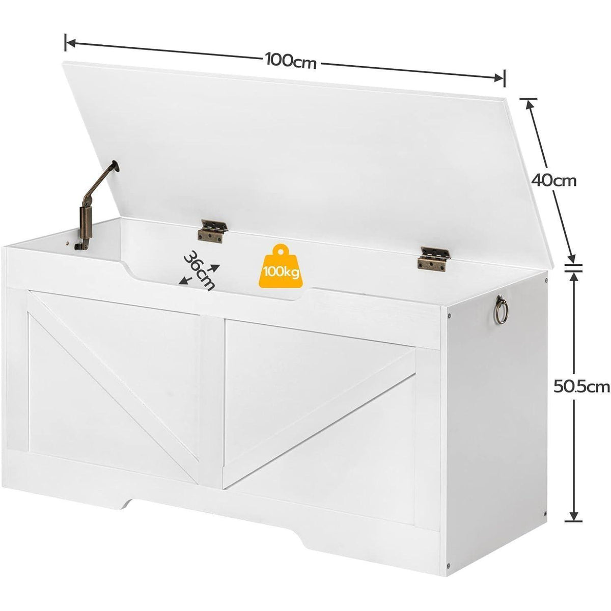 Truhe mit Stauraum & Sitzbank, 100cm, Weiß