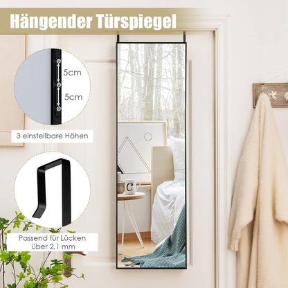 Ganzkörperspiegel Wand & Tür, 120x37cm, Schwarz mit Metallrahmen