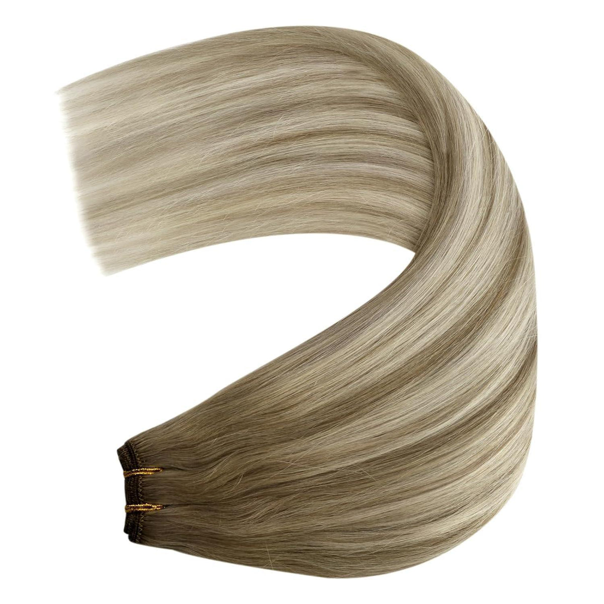 Echthaar Tressen Ombre Braun Blond 55cm zum Einnahen