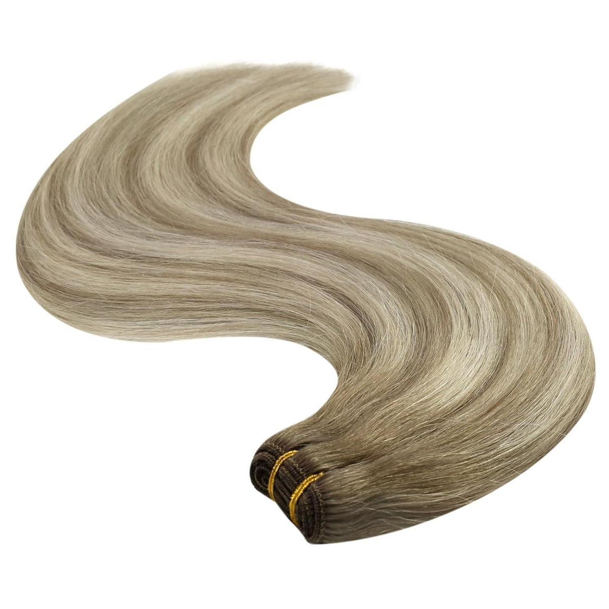 Echthaar Tressen Ombre Braun Blond 55cm zum Einnahen